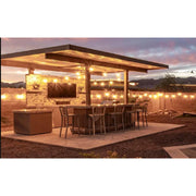 Kokomo Grills Key Largo Outdoor Kitchen with built-in BBQ grill, stainless steel, 15x15 patio cover, and bar seating in backyard.