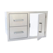 Kokomo Grills Professional Now We're Grilling Kombo Pack stainless steel built-in combo fridge with double drawers and hinged door handle