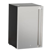 Kokomo Grills Pro Built-In Outdoor Kitchen Refrigerator with stainless steel door, key lock, and temp control for outdoor use.