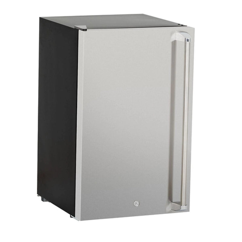 Kokomo Grills Pro Built-In Outdoor Kitchen Refrigerator with stainless steel door, key lock, and temp control for outdoor use.