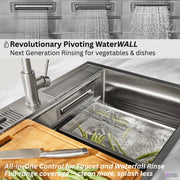 FORNO ACQUA 33 in. Drop-In/Undermount 3-Level Workstation with Retractable Faucet & Glass Rinser