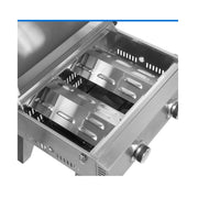 Kokomo Grills On The Go: Anywhere, Anytime - KO-PTBL portable stainless steel grill with dual adjustable burners and front control knobs.