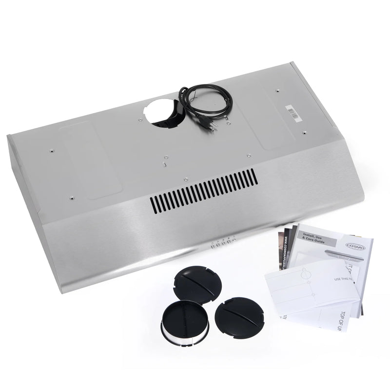 Cosmo 36" Delta Collection Under Cabinet Range Hood in Stainless Steel, 3-Speed Motor, LED Lights, COS-5MU36