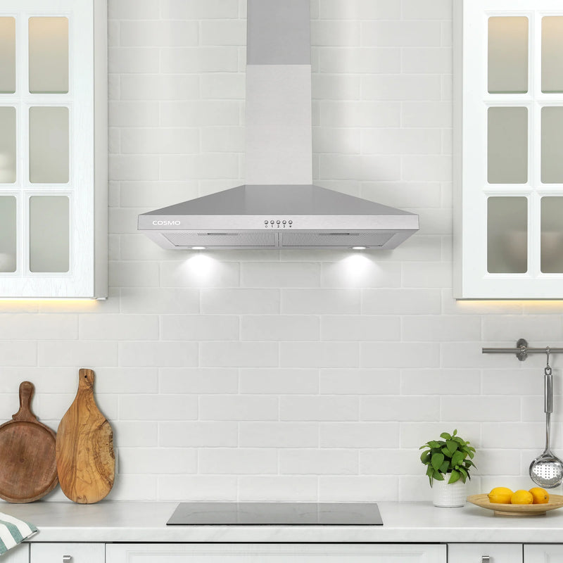 Cosmo 30" Nebula Collection Wall-Mount Range Hood in Stainless Steel, 250 CFM, LED Lights, COS-63024P