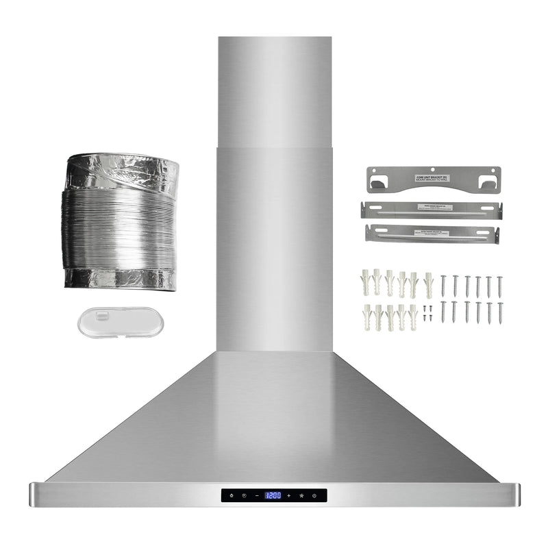 Cosmo 30" Vista Collection Wall-Mount Range Hood in Stainless Steel, 380 CFM, Touch Controls, COS-63175S