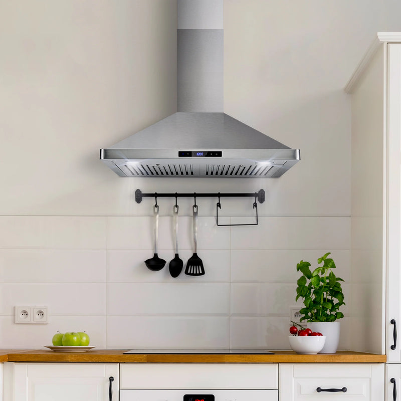 Cosmo 30" Vista Collection Wall-Mount Range Hood in Stainless Steel, 380 CFM, Touch Controls, COS-63175S