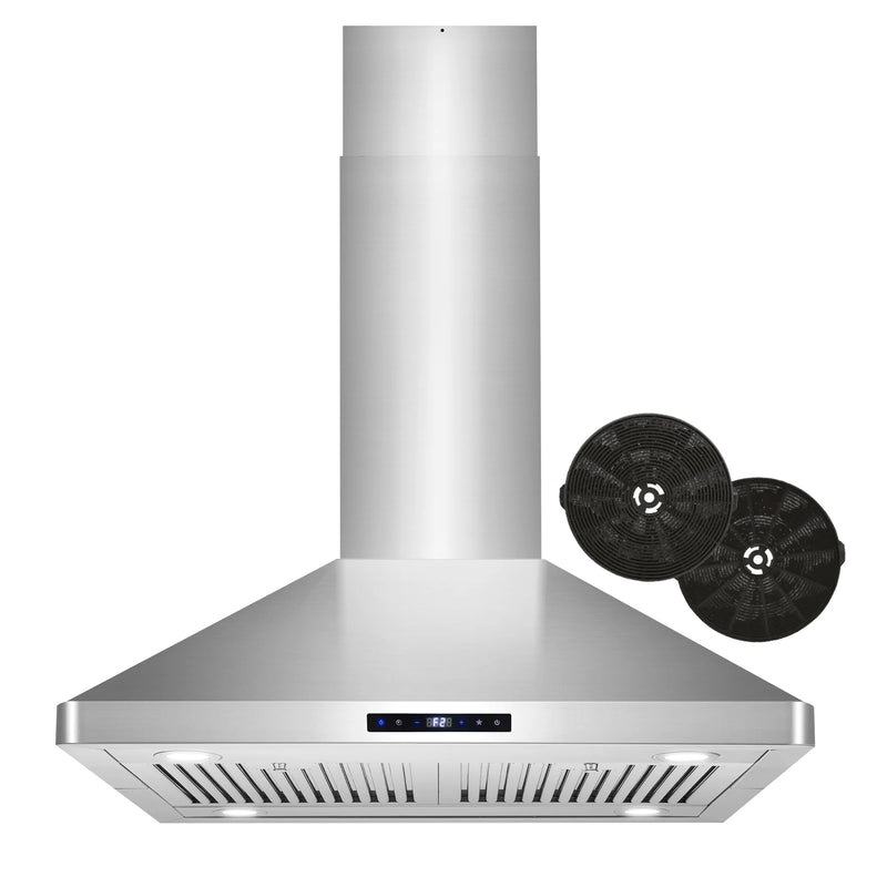 Cosmo 30" Lumin Collection Island Range Hood in Stainless Steel, 380 CFM, Baffle Filters, COS-63ISS75