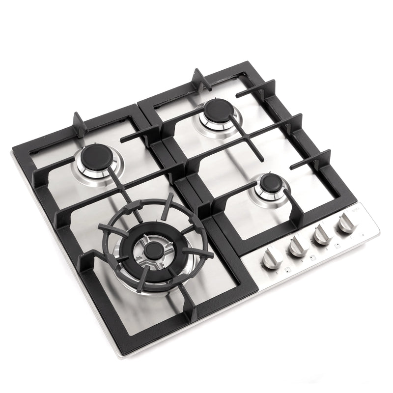 Cosmo 24" Gas Cooktop, 4 Sealed Burners, 16,000 BTU Super Rapid Burner, Cast-Iron Grates, COS-640STX-E