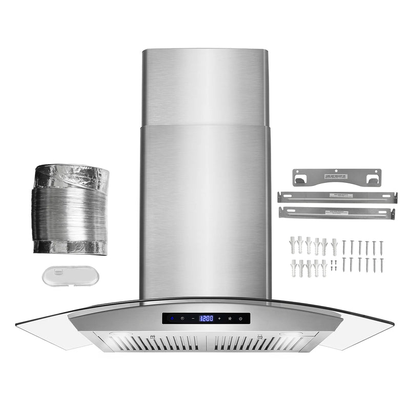 Cosmo 30" Vista Collection Wall-Mount Range Hood in Stainless Steel, 380 CFM, Touch Controls, COS-668AS750