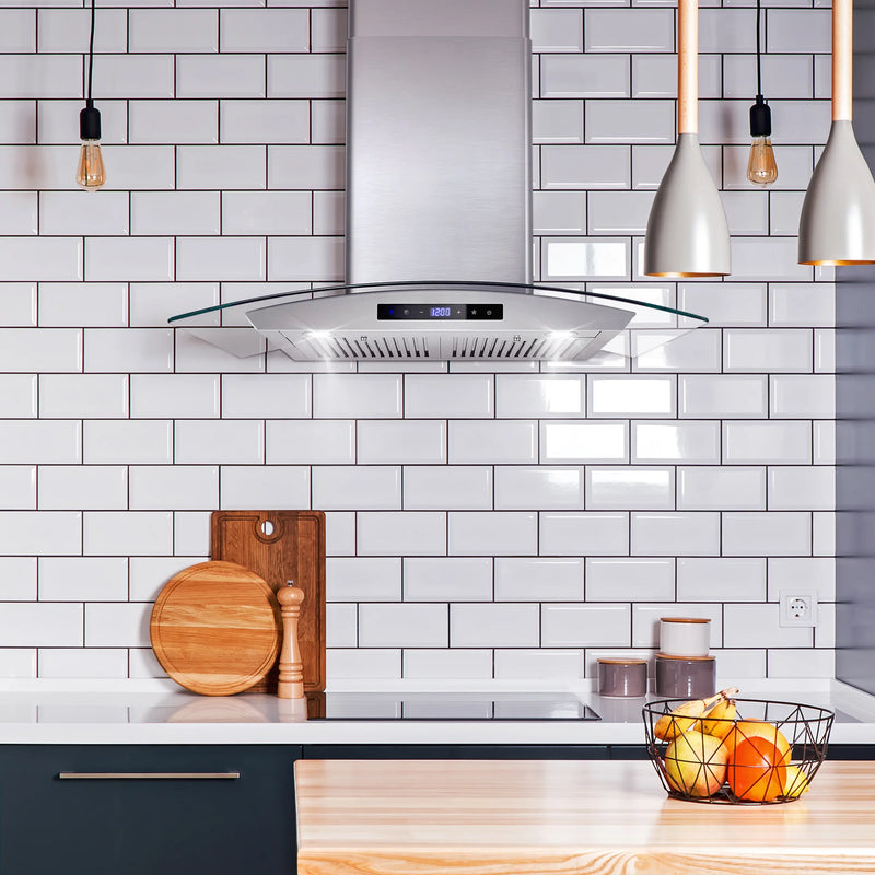 Cosmo 30" Vista Collection Wall-Mount Range Hood in Stainless Steel, 380 CFM, Touch Controls, COS-668AS750