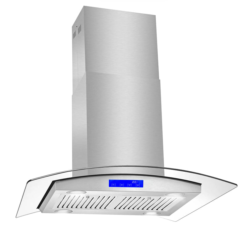 Cosmo 30" Lumin Collection Island Range Hood in Stainless Steel, 380 CFM, Soft Touch Controls, COS-668ICS750