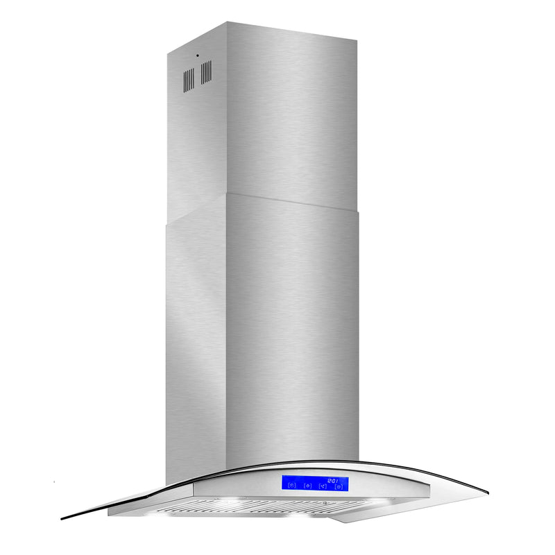 Cosmo 30" Lumin Collection Island Range Hood in Stainless Steel, 380 CFM, Soft Touch Controls, COS-668ICS750