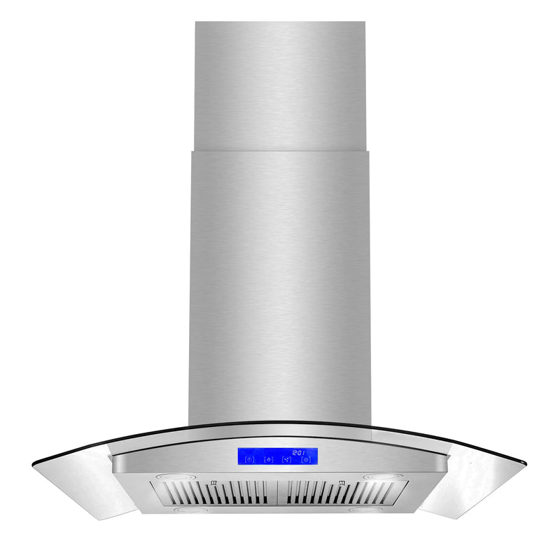 Cosmo 30" Lumin Collection Island Range Hood in Stainless Steel, 380 CFM, Soft Touch Controls, COS-668ICS750