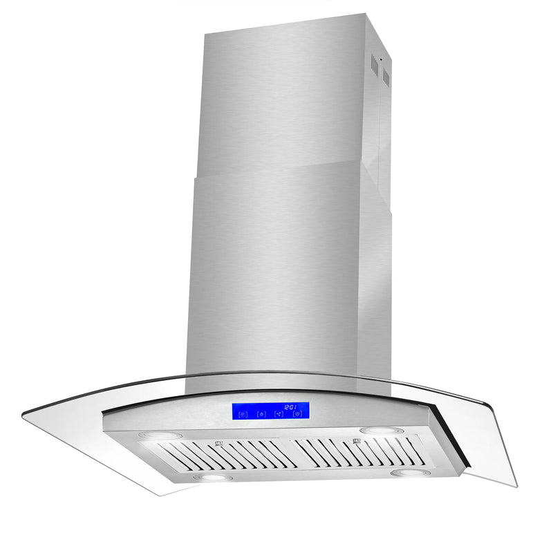 Cosmo 30" Lumin Collection Island Range Hood in Stainless Steel, 380 CFM, Soft Touch Controls, COS-668ICS750