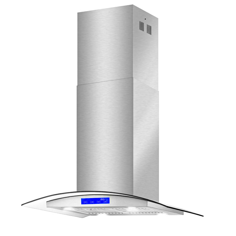Cosmo 30" Lumin Collection Island Range Hood in Stainless Steel, 380 CFM, Soft Touch Controls, COS-668ICS750