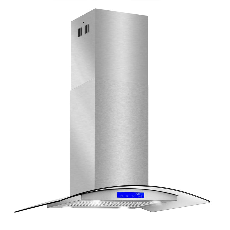 Cosmo 36" Lumin Collection Island-Mount Range Hood in Stainless Steel, 380 CFM, Baffle Filters, COS-668ICS900