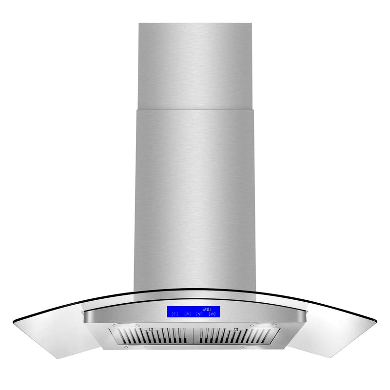 Cosmo 36" Lumin Collection Island-Mount Range Hood in Stainless Steel, 380 CFM, Baffle Filters, COS-668ICS900