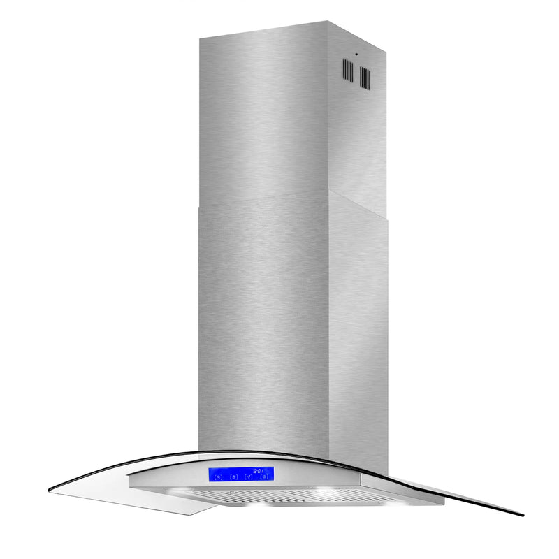 Cosmo 36" Lumin Collection Island-Mount Range Hood in Stainless Steel, 380 CFM, Baffle Filters, COS-668ICS900