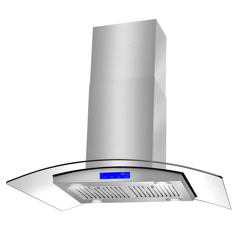 Cosmo 36" Lumin Collection Island-Mount Range Hood in Stainless Steel, 380 CFM, Baffle Filters, COS-668ICS900