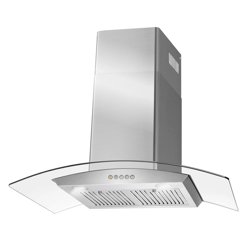Cosmo 36" Vista Collection Wall-Mount Range Hood in Stainless Steel, 380 CFM, LED Lights, COS-668WRC90