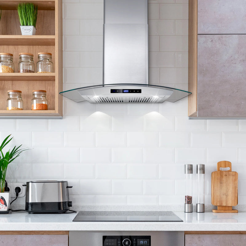 Cosmo 30" Vista Collection Wall-Mount Range Hood in Stainless Steel, 380 CFM, Touch Controls, COS-668WRCS75