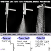 FORNO ACQUA 33 in. Drop-In/Undermount 3-Level Workstation Sink with Waterfall Faucet & Glass Rinser