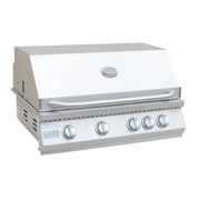 Kokomo Grills Now We're Grilling Kombo Pack stainless steel 4 burner built-in grill with control knobs and built-in thermometer.