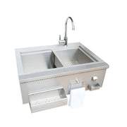 Kokomo Grills 30" Built-In Bartender Cocktail Station with 304 stainless steel, farmhouse sink, faucet, towel bar, bottle opener, and ice chest