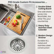 FORNO ACQUA 33 in. Drop-In/Undermount 3-Level Workstation Sink with Waterfall Faucet & Glass Rinser