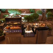 Kokomo Grills Built-in Power Burner with removable grate for wok, stainless steel, SureLight ignition, and full-width drip tray.