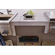 Kokomo Grills Trash Chute and Cutting Board in 304 stainless steel with integrated trash drawer in outdoor BBQ island.