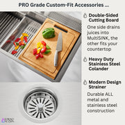 FORNO ACQUA 33 in. Drop-In/Undermount MultiSINK Workstation Sink with Waterfall Faucet & Glass Rinser