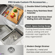 FORNO ACQUA 33 in. Drop-In/Undermount 3-Level MultiSINK Workstation Sink with Waterfall Faucet & Glass Rinser