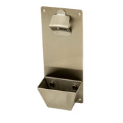 Kokomo Grills Bottle Opener and Cap Catcher - KO-BTLOPNR stainless steel wall-mounted opener with detachable cap catcher for outdoor use.