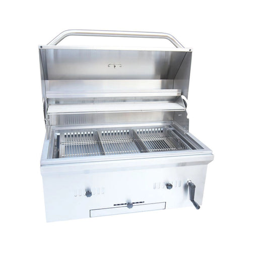 Kokomo Grills 32” Built in Charcoal Grill in 304 stainless steel with adjustable dampers, charcoal tray, and temperature gauge.