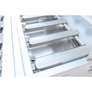 Kokomo Grills 32” Professional Built-in Gas Grill with four stainless steel burners and ceramic sear briquettes for even heat.