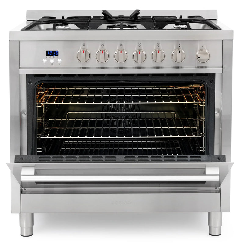 Cosmo 36" Nebula Collection 3.8 cu. ft. Freestanding Gas Range in Stainless Steel, Convection, 5 Sealed Burners, COS-965AGFC
