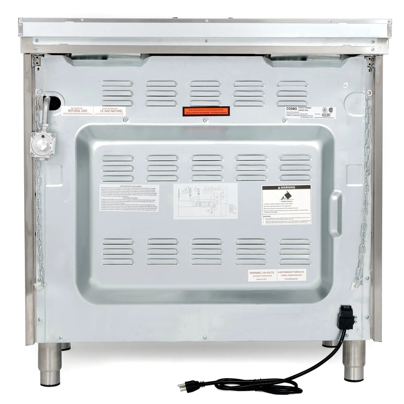 Cosmo 36" Nebula Collection 3.8 cu. ft. Freestanding Gas Range in Stainless Steel, Convection, 5 Sealed Burners, COS-965AGFC