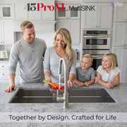 FORNO ACQUA 45 in. Undermount 3-Level Workstation MultiSINK with Custom-Fit Accessories