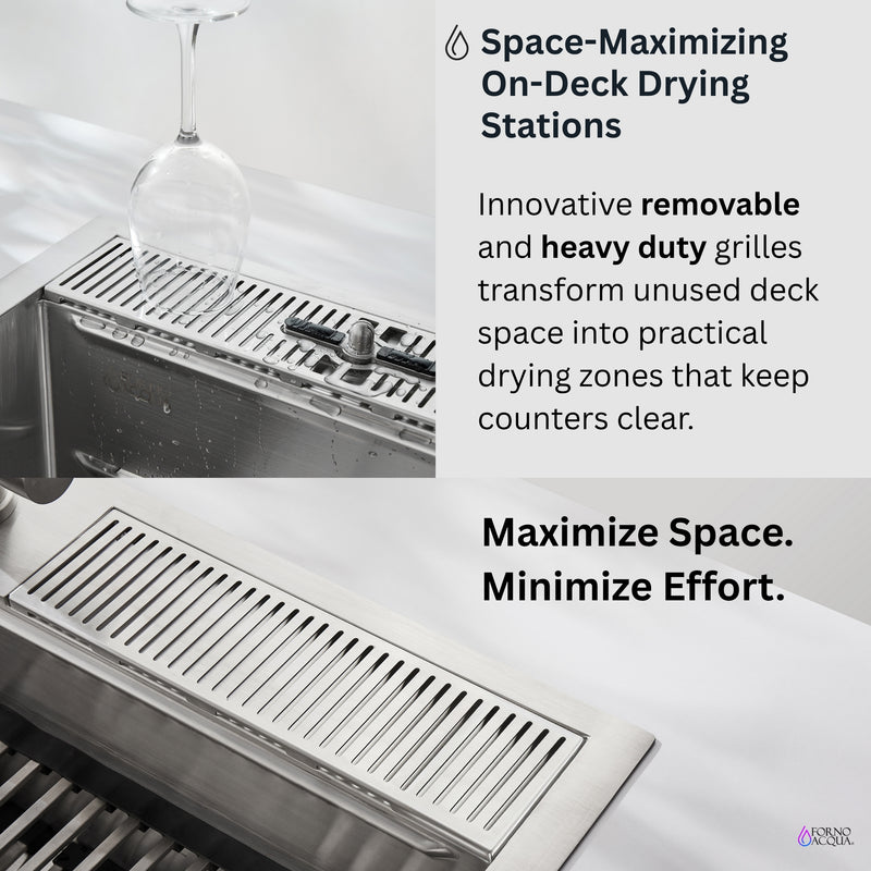 FORNO ACQUA 33 in. Drop-In/Undermount 3-Level Workstation with Retractable Faucet & Glass Rinser