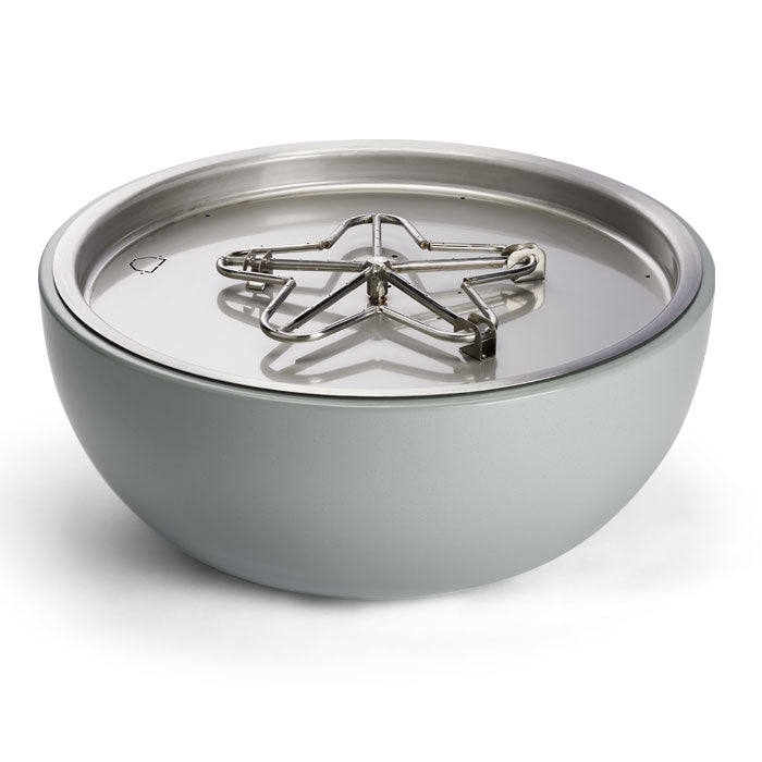 HPC Fire Inspired 120 VAC Aluminum Spun Bowl in silver with liquid propane burner and durable lightweight spun aluminum build.