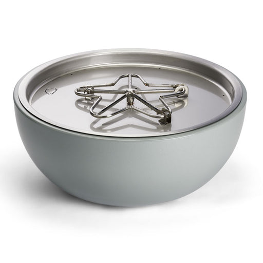 HPC Fire Inspired 120 VAC Aluminum Spun Bowl in silver with liquid propane burner and durable lightweight spun aluminum build.
