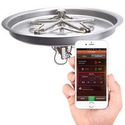 HPC Fire Inspired Round Bowl Inserts 120VAC Natural Gas stainless steel fire bowl with electronic ignition controlled by smartphone app.