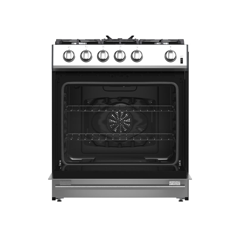 Forno Leonardo Espresso 30" Freestanding Gas Range in Stainless Steel, 5 Sealed Burners, True Convection, Cast-Iron Grates, with Stainless Steel Handles, FFSGS1116-30
