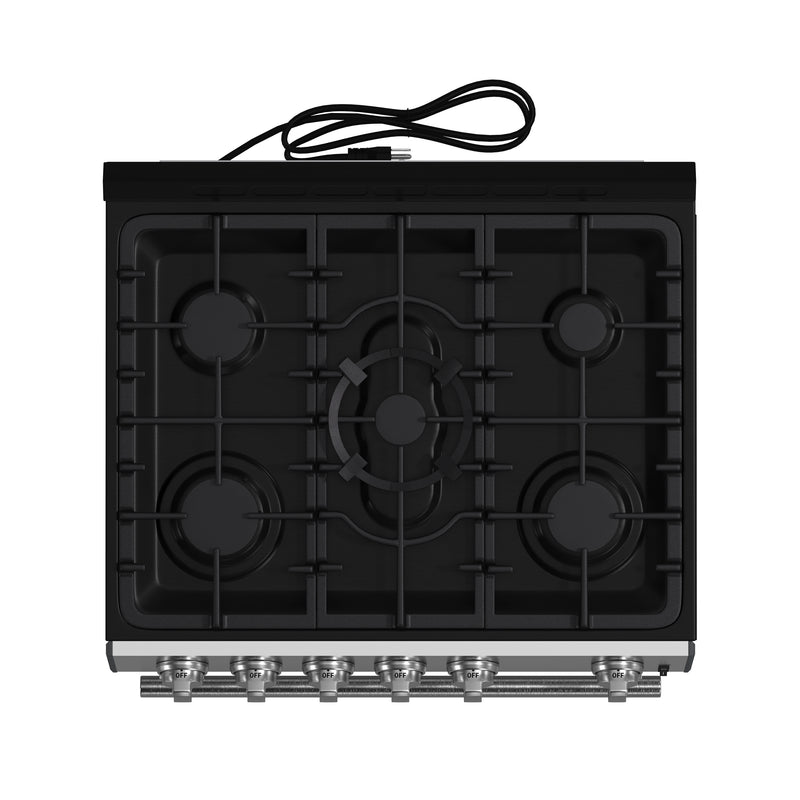 Forno Leonardo Espresso 30" Freestanding Gas Range in Stainless Steel, 5 Sealed Burners, True Convection, Cast-Iron Grates, with Stainless Steel Handles, FFSGS1116-30
