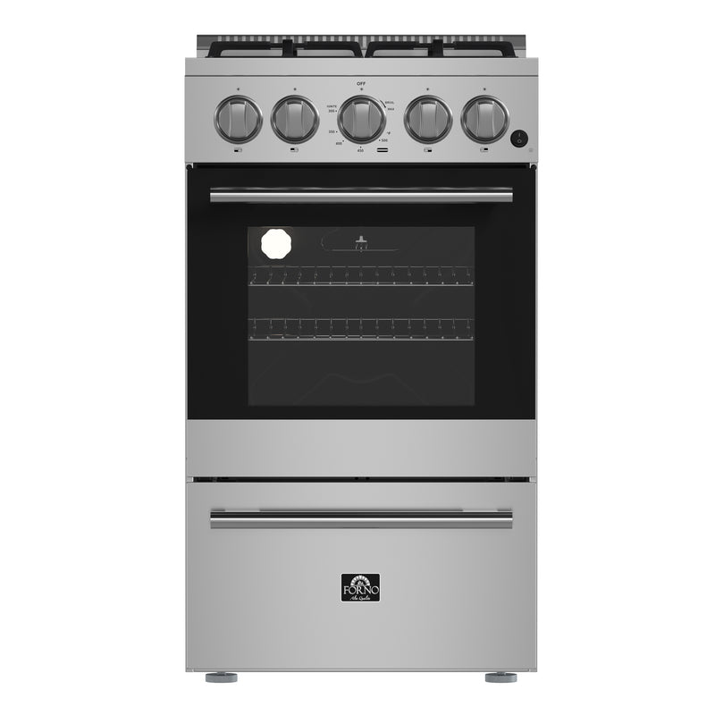 Forno Lamazze 20" Freestanding Gas Range, 4 Sealed Burners, Cast-Iron Grates, FFSGS6265-20