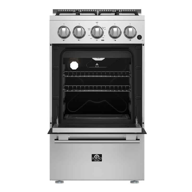 Forno Lamazze 20" Freestanding Gas Range, 4 Sealed Burners, Cast-Iron Grates, FFSGS6265-20