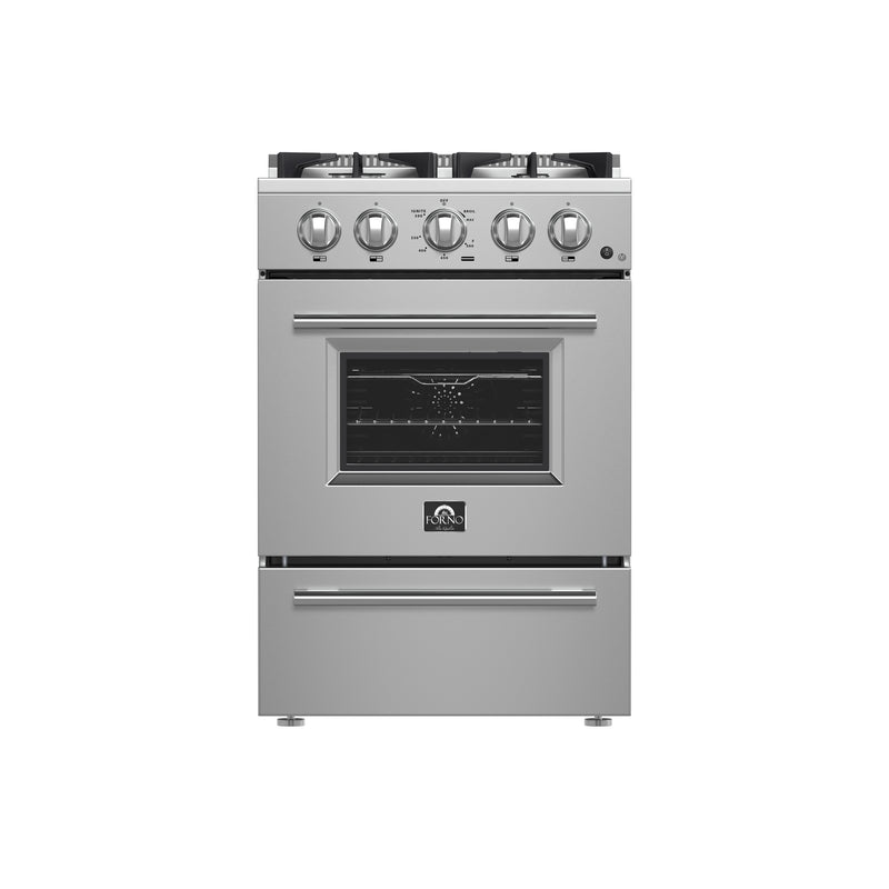 Forno Breno 24" Freestanding Gas Range in Stainless Steel, Air Fry, 4 Burners, FFSGS6272-24