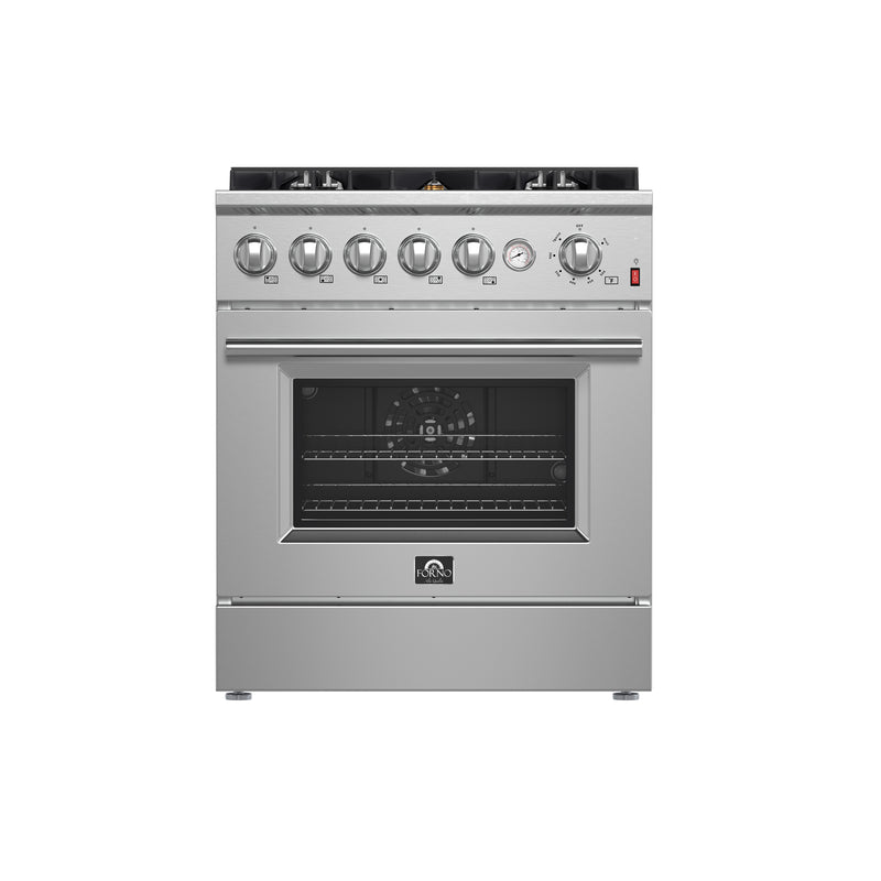 Forno Giovanni 30" Freestanding Gas Range in Stainless Steel, Air Fry, 5 Burners, FFSGS6274-30