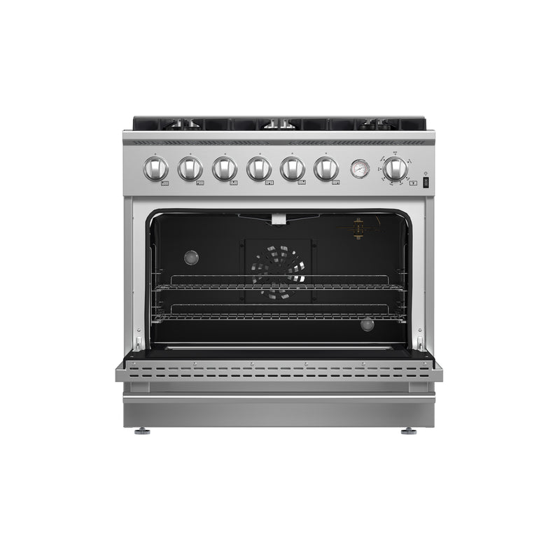 Forno Marco 36" Freestanding Gas Range in Stainless Steel, 6 Burners, Convection Fan, FFSGS6277-36